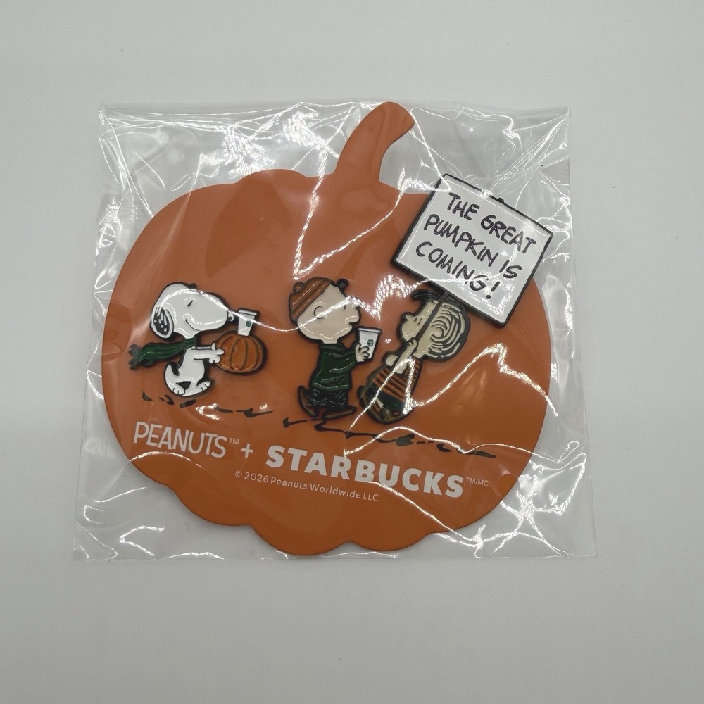 Limited Edition Starbucks Peanuts The Great Pumpkin Enamel Pin Set 2026 NWT